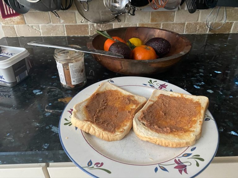 Homemade fish paste on toast